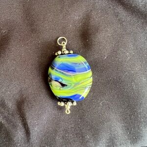 Lampwork Pendant Green and Blue